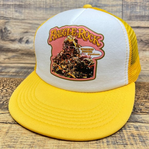Unbranded Other - 80s Retro Fraggle Rock Mens Trucker Hat Gold Snapback Jim Henson Puppet Mesh Cap